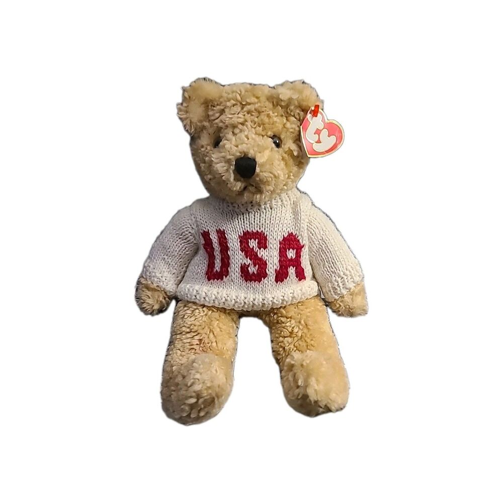 Ty Beanie Baby Curly* LARGE with USA Sweater*1992 (Retired) Collectible*Rare Tag